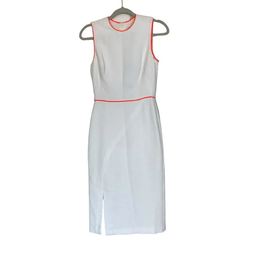 Nwt Black Halo Puma Sheath Dress Orange Tang Size 2 Pebble Crepe